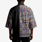 African Ndebele Art Patterns Kimono Black Half Style