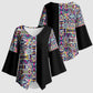 African Ndebele Art Patterns Kimono Sleeve Blouse Black Half Style
