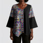 African Ndebele Art Patterns Kimono Sleeve Blouse Black Half Style
