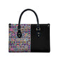 African Ndebele Art Patterns Leather Bag Black Half Style