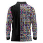 African Ndebele Art Patterns Long Sleeve Polo Shirt Black Half Style