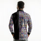 African Ndebele Art Patterns Long Sleeve Polo Shirt Black Half Style