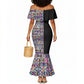 African Ndebele Art Patterns Mermaid Dress Black Half Style