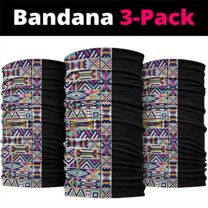 African Ndebele Art Patterns Neck Gaiter Black Half Style