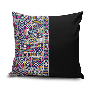 African Ndebele Art Patterns Pillow Cover Black Half Style