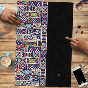 African Ndebele Art Patterns Puzzle Black Half Style