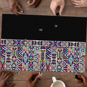 African Ndebele Art Patterns Puzzle Black Half Style