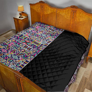 African Ndebele Art Patterns Quilt Black Half Style
