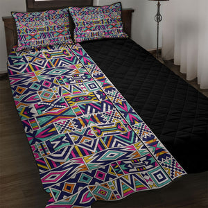 African Ndebele Art Patterns Quilt Bed Set Black Half Style