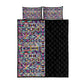 African Ndebele Art Patterns Quilt Bed Set Black Half Style