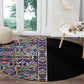 African Ndebele Art Patterns Round Carpet Black Half Style