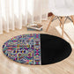 African Ndebele Art Patterns Round Carpet Black Half Style