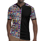 African Ndebele Art Patterns Rugby Jersey Black Half Style