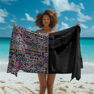 African Ndebele Art Patterns Sarong Black Half Style
