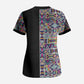 African Ndebele Art Patterns Scrub Top Black Half Style
