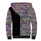 African Ndebele Art Patterns Sherpa Hoodie Black Half Style
