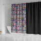 African Ndebele Art Patterns Shower Curtain Black Half Style