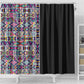 African Ndebele Art Patterns Shower Curtain Black Half Style