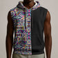 African Ndebele Art Patterns Sleeveless Hoodie Black Half Style