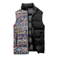 African Ndebele Art Patterns Sleeveless Puffer Jacket Black Half Style