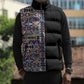 African Ndebele Art Patterns Sleeveless Puffer Jacket Black Half Style