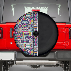 African Ndebele Art Patterns Spare Tire Cover Black Half Style