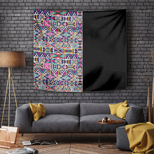 African Ndebele Art Patterns Tapestry Black Half Style