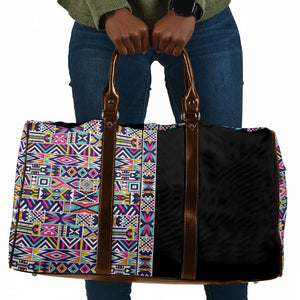 African Ndebele Art Patterns Travel Bag Black Half Style