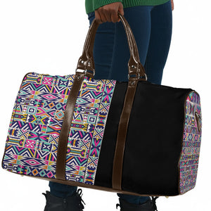 African Ndebele Art Patterns Travel Bag Black Half Style
