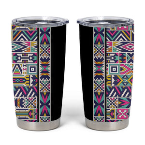 African Ndebele Art Patterns Tumbler Cup Black Half Style