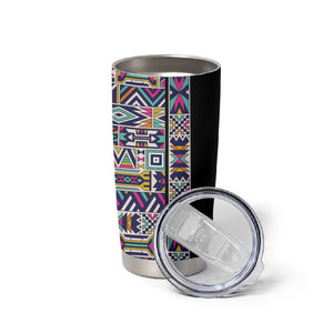 African Ndebele Art Patterns Tumbler Cup Black Half Style