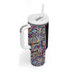 African Ndebele Art Patterns Tumbler With Handle Black Half Style