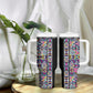 African Ndebele Art Patterns Tumbler With Handle Black Half Style