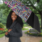 African Ndebele Art Patterns Umbrella Black Half Style