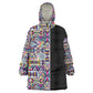 African Ndebele Art Patterns Wearable Blanket Hoodie Black Half Style