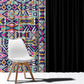 African Ndebele Art Patterns Window Curtain Black Half Style