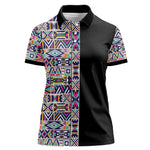 African Ndebele Art Patterns Women Polo Shirt Black Half Style