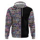 African Ndebele Art Patterns Zip Hoodie Black Half Style