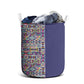 African Ndebele Art Patterns Laundry Basket Navy Blue Half Style