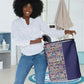 African Ndebele Art Patterns Laundry Basket Navy Blue Half Style