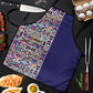 African Ndebele Art Patterns Apron Navy Blue Half Style