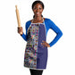 African Ndebele Art Patterns Apron Navy Blue Half Style