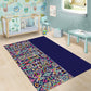 African Ndebele Art Patterns Area Rug Navy Blue Half Style