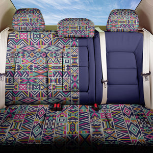 African Ndebele Art Patterns Back Car Seat Cover Navy Blue Half Style