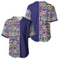 African Ndebele Art Patterns Baseball Jersey Navy Blue Half Style