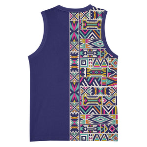 African Ndebele Art Patterns Basketball Jersey Navy Blue Half Style