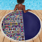 African Ndebele Art Patterns Beach Blanket Navy Blue Half Style