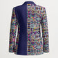 African Ndebele Art Patterns Blazer Navy Blue Half Style