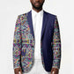 African Ndebele Art Patterns Blazer Navy Blue Half Style