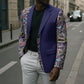 African Ndebele Art Patterns Blazer Navy Blue Half Style